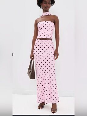 Runaway The Label Polka Dot Pink Maxi Skirt and Halter Top